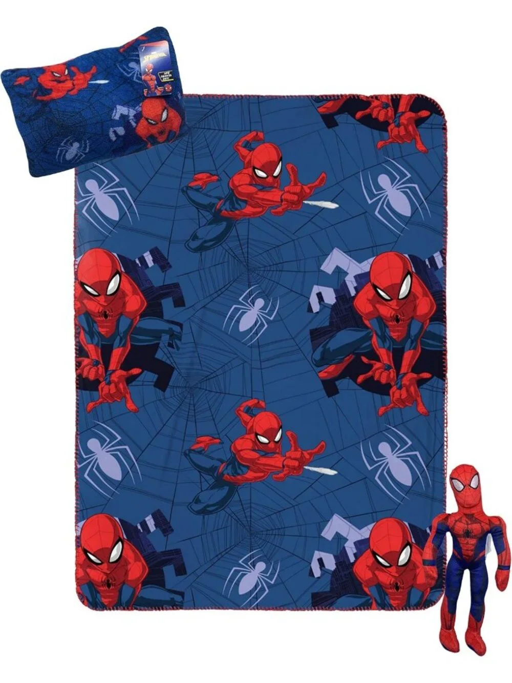 Spiderman Travel Set for Kids - 3 Piece Blanket, Pillow & Plush Toy Combo